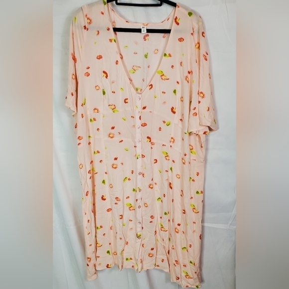 Bp Pink Apricot Floral A-Line Mini Dress in Plus Size 3x NWOT - Picture 3 of 8